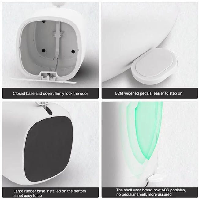 R&R Pedal Trash Can - Black - 12 - Closed base and cover, firmly lock the odor, 5CM widened pedals, easier to step on, large