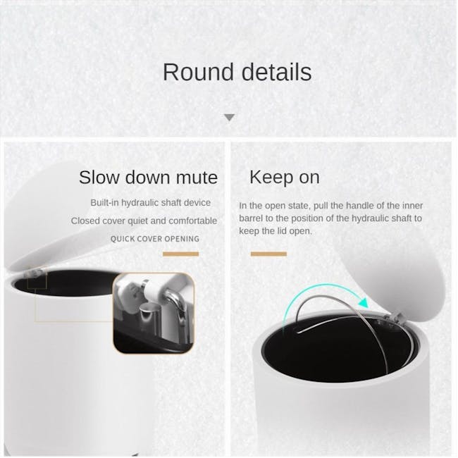 R&R Pedal Trash Can - Black - 11 - Built-in hydraulic shaft device, closed cover quiet and comfortable, Quick cover opening