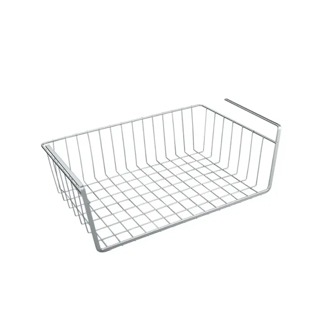 Metaltex Kanguro Medium Undershelf Hanging Basket - Silver - 1 - Wireframe shopping basket, metal wire design, open top