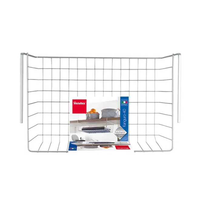 Metaltex Kanguro Medium Undershelf Hanging Basket - Silver - 4 - metal frame, kitchen shelving, polytherapy, metal wire