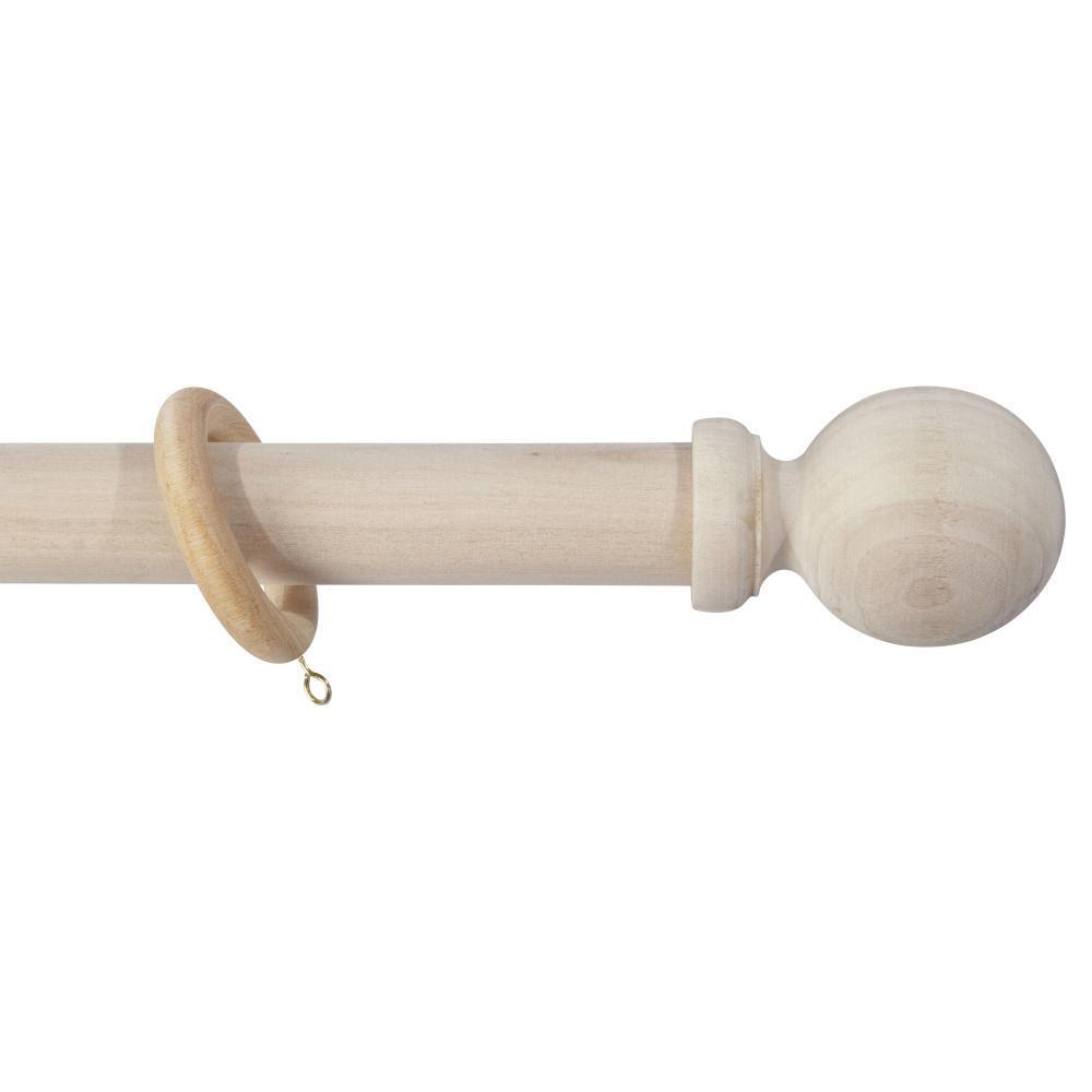 Wooden Curtain Rod with Wall Mount 2.0m Natural, Curtain Rods by