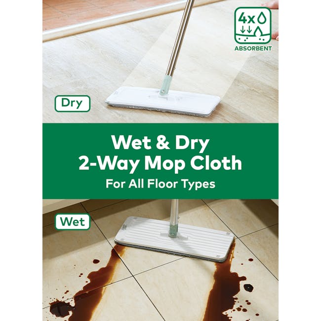 3M™ Scotch-Brite™ Compact Hands-Free Flat Mop with Bucket - 17 - Dry, Wet, 2-Way Mop Cloth, Absorbent, Floor cleaning, All