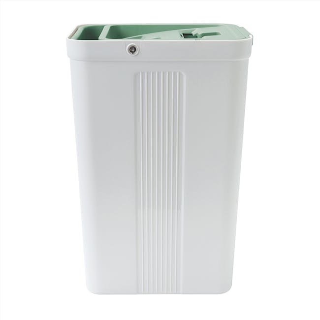 3M™ Scotch-Brite™ Compact Hands-Free Flat Mop with Bucket - 8 - White cylindrical trash bin, green lid, vertical ridges