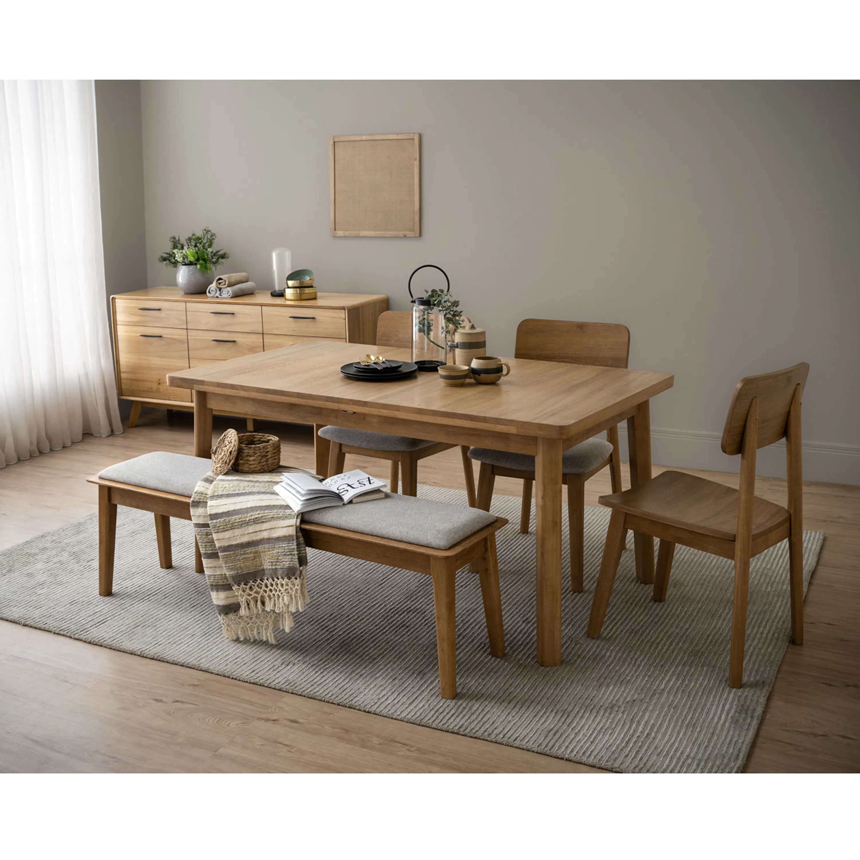 Toronto Extendable Dining Table 1.6m-2m with 4 Toronto Dining Chairs - 7