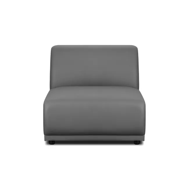 Milan 4 Seater Sofa with Ottoman - Smokey Grey (Faux Leather) - 2 - Grey upholstered sofa, modern design, sleek lines