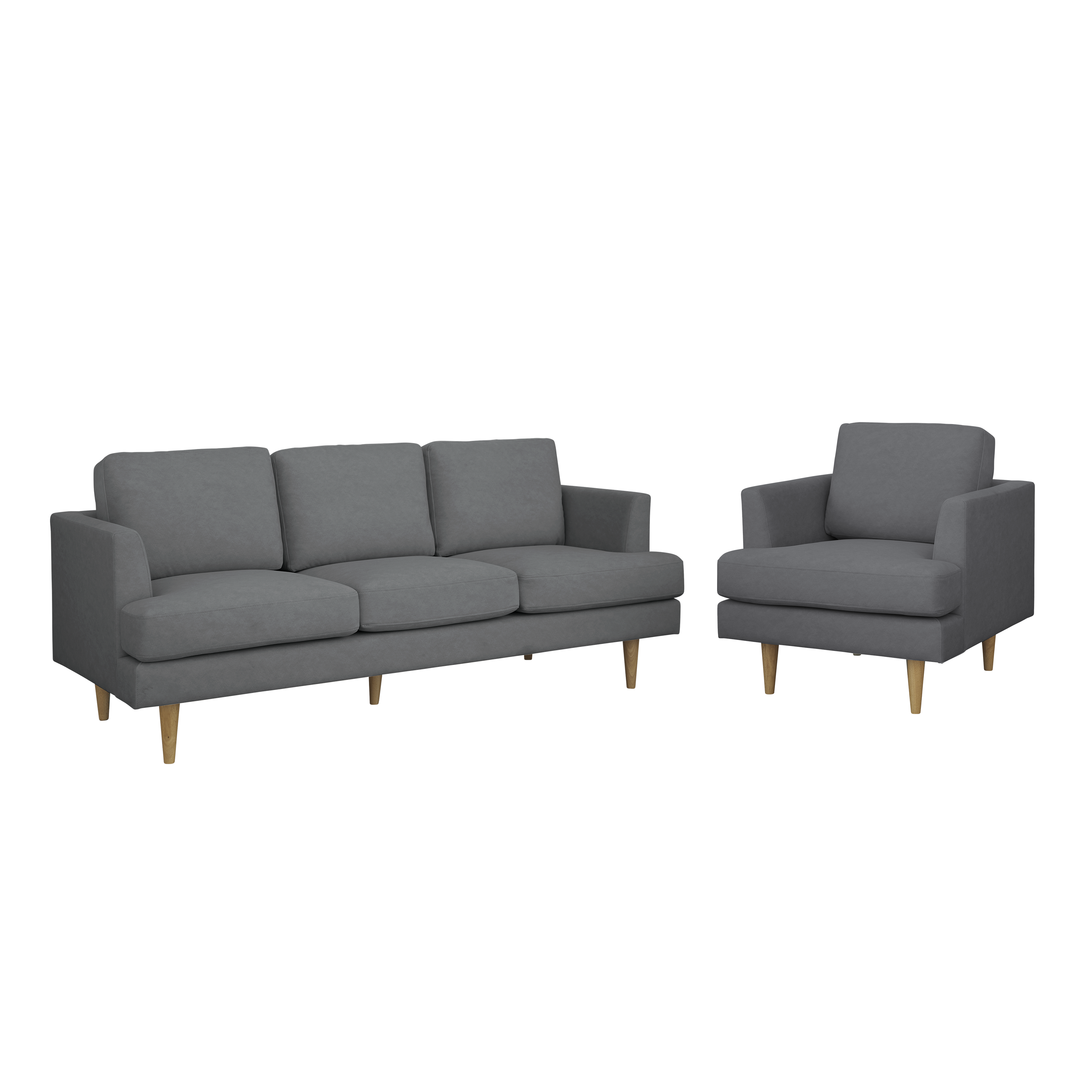 Soma 3 Seater Sofa with Soma Armchair - Dark Grey (Scratch Resistant)