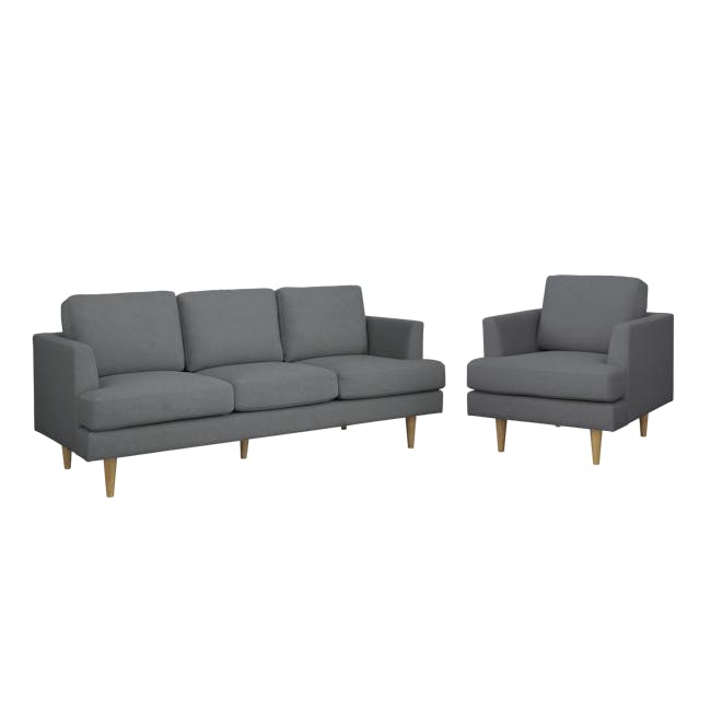 Soma 3 Seater Sofa with Soma Armchair - Dark Grey (Scratch Resistant) - 1 - Grey upholstered sectional sofa, modern design