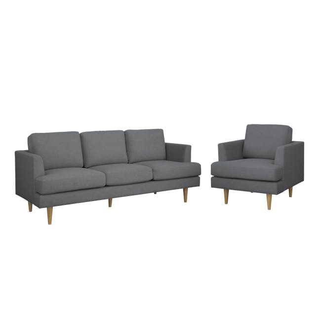Soma 3 Seater Sofa with Soma Armchair - Dark Grey (Scratch Resistant) - 0