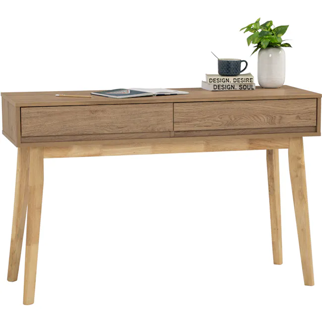 Herschel Console Table 1.2m - Natural - 5 - Wooden desk, minimalist design, light wood finish, four legs, natural wood