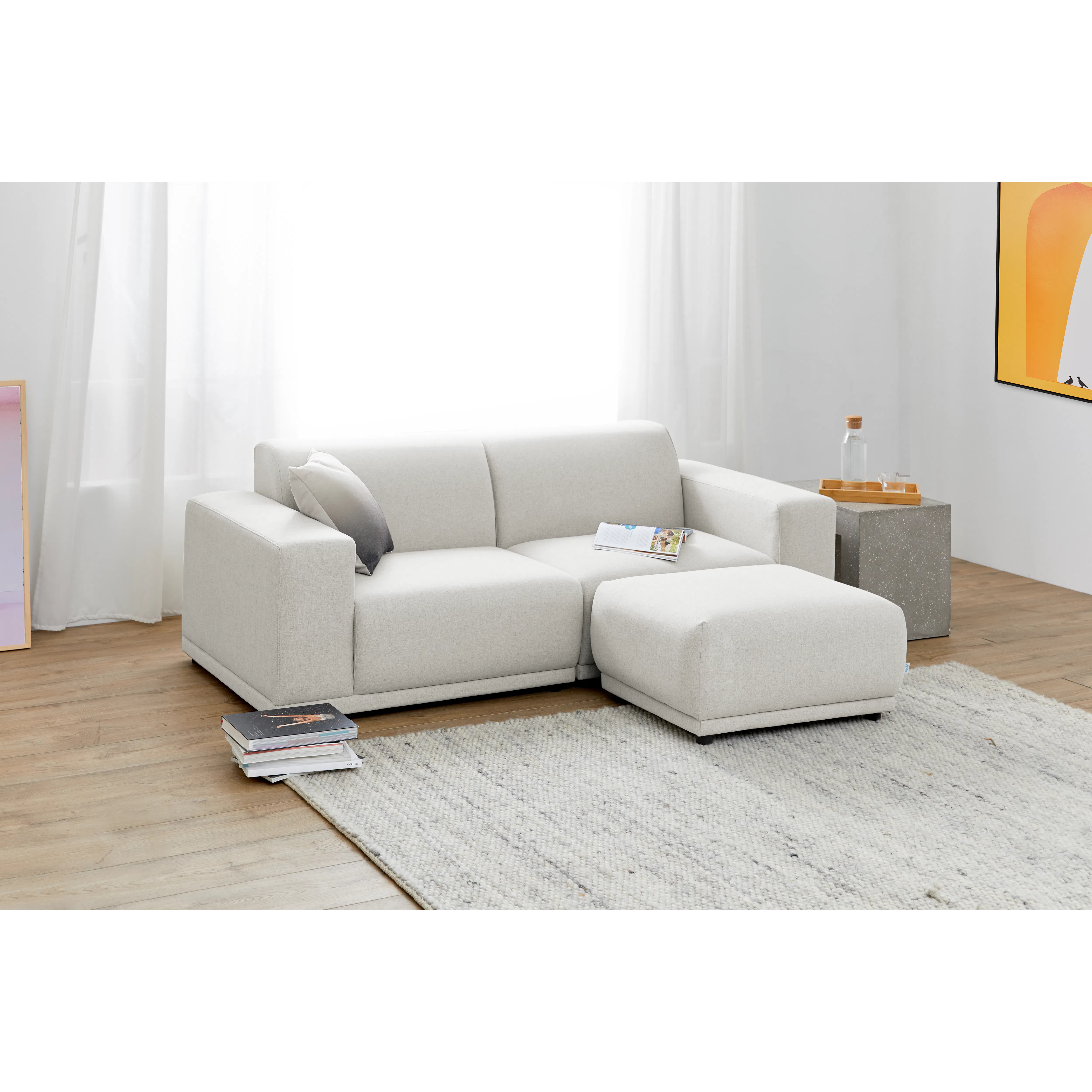 (As-is) Milan Right Extended Unit - Ivory (Fabric) - 15