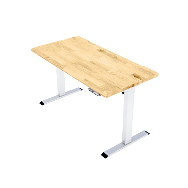 X1 Adjustable Table - White frame, Solidwood Butcher Rubber Wood (2 Sizes) - 1