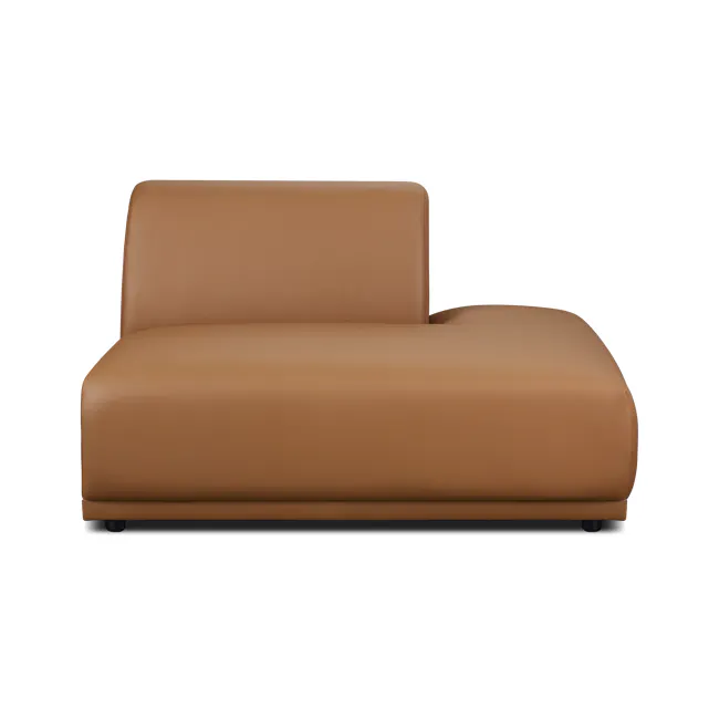 Milan Duo Extended Sofa - Caramel Tan (Faux Leather) - 2 - Brown leather sofa, minimalist design, modern decor, cozy