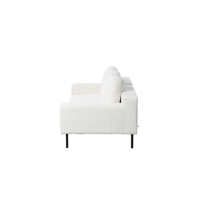 Lusa 3 Seater Sofa - Ivory (Pet Friendly) - 32 - White modern sofa, minimalist design, sleek black legs, comfortable