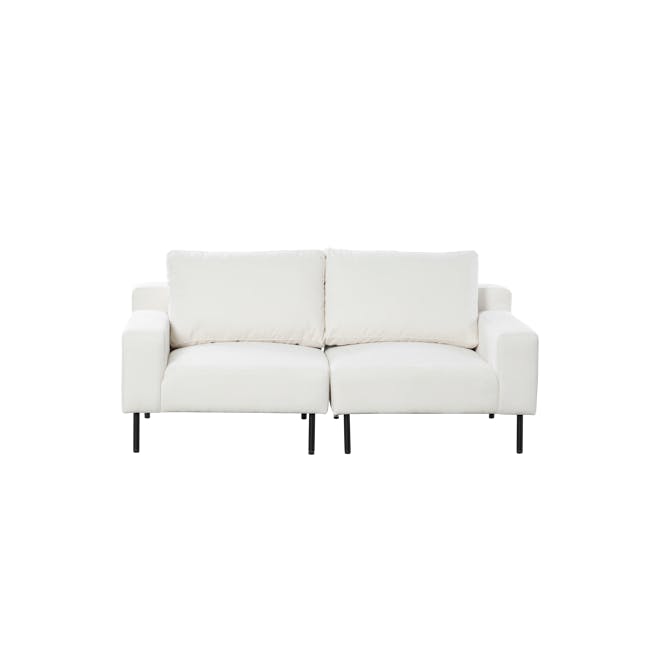 Lusa 3 Seater Sofa - Ivory (Pet Friendly) - 1 - White modern sofa, minimalist design, sleek black legs, comfortable