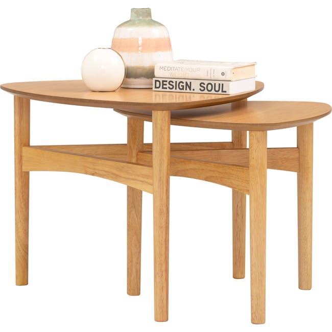 Poet Occasional Table Set - Oak - 9