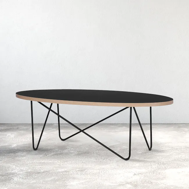Seifer Coffee Table - 9 - Modern minimalist table, sleek black and wood finish, geometric metal legs, contemporary design