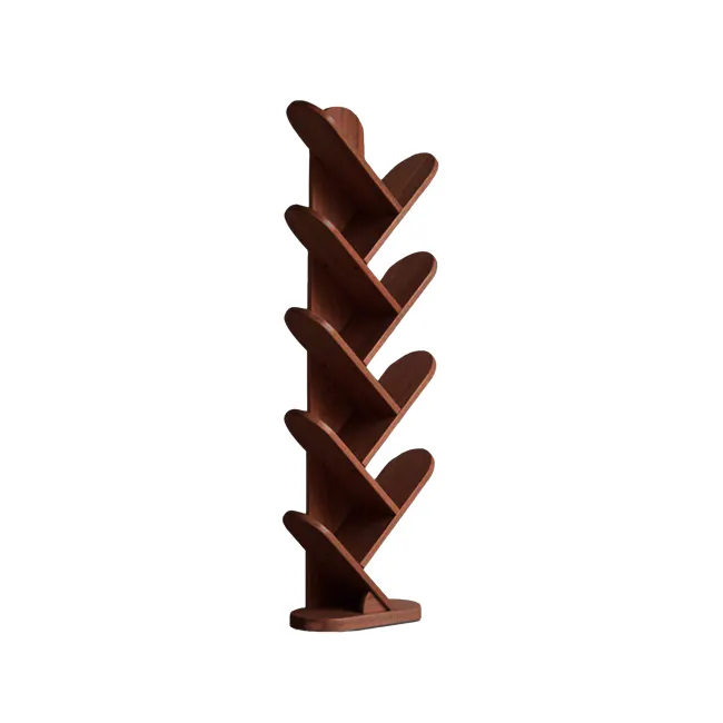 Tresa 10-tier Display Bookshelf - Walnut - 1 - Wooden spiral shelving unit, elegant design, modern aesthetic, rich brown