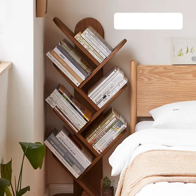 Tresa 10-tier Display Bookshelf - Walnut - 3 - Wooden bookshelf, neatly organized books, minimalist design, floating