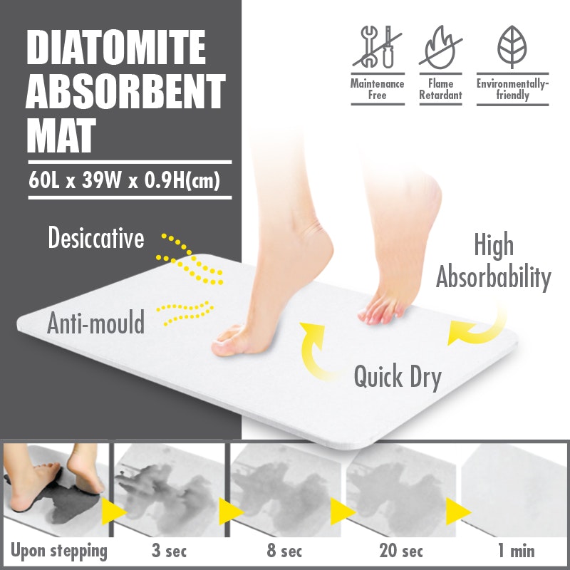 Diatomite Absorbent Mat Grey Marble, Houze HipVan