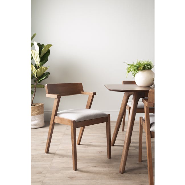 Roden Dining Table 1.8m - Cocoa - 3 - Wooden chair, minimalist design, natural wood finish, light brown color, cushioned