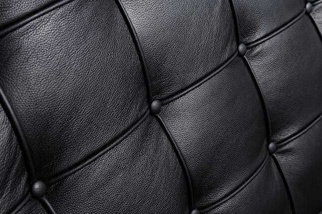 Benton 2 Seater Sofa with Benton Chair - Black (Genuine Cowhide) - 6