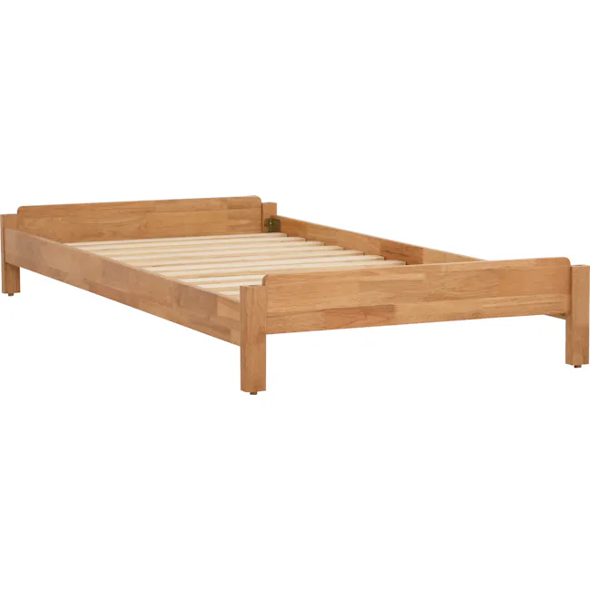 Hans Stackable Single Bed - Natural - 6 - Wooden bed frame, light brown finish, simple design, sturdy construction, wooden