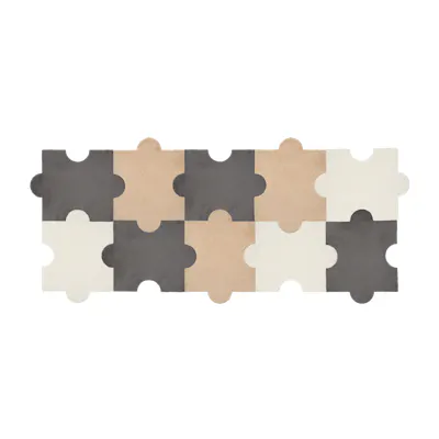 Lizzie Modular Jigsaw Puzzle Floor Mat (Set of 10) - Grey, Apricot, White