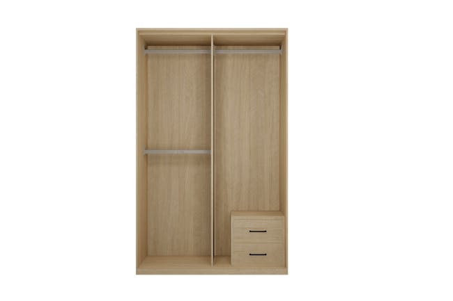 Lorren Sliding Door Wardrobe 2 with Glass Panel - Graphite Linen, Herringbone Oak - 8