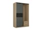 Lorren Sliding Door Wardrobe 2 with Glass Panel - Graphite Linen, Herringbone Oak - 12