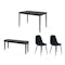 Koa Dining Table 1.2m in Black Ash with Koa Bench 1.1m and 2 Fynn Dining Chairs in Black