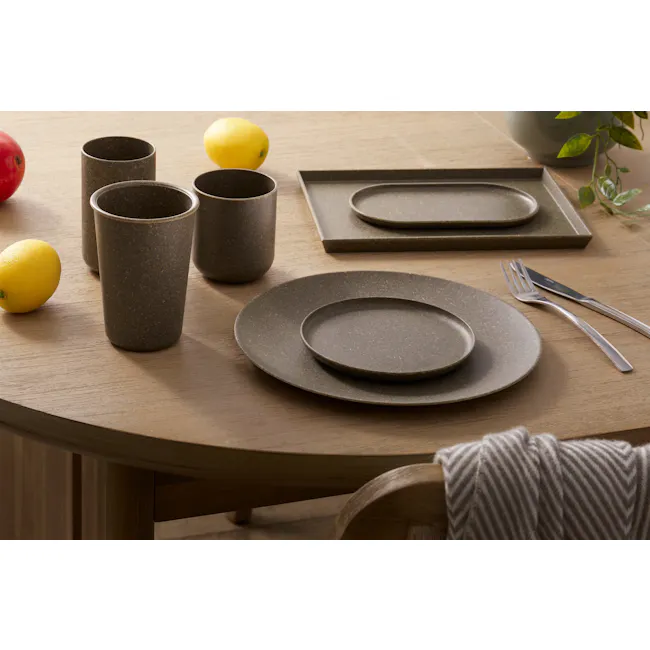 Sonite Husk Logan Plate 26.7cm - Charcoal - 2 - modern dining table, minimalist table setting, gray textured plates, round