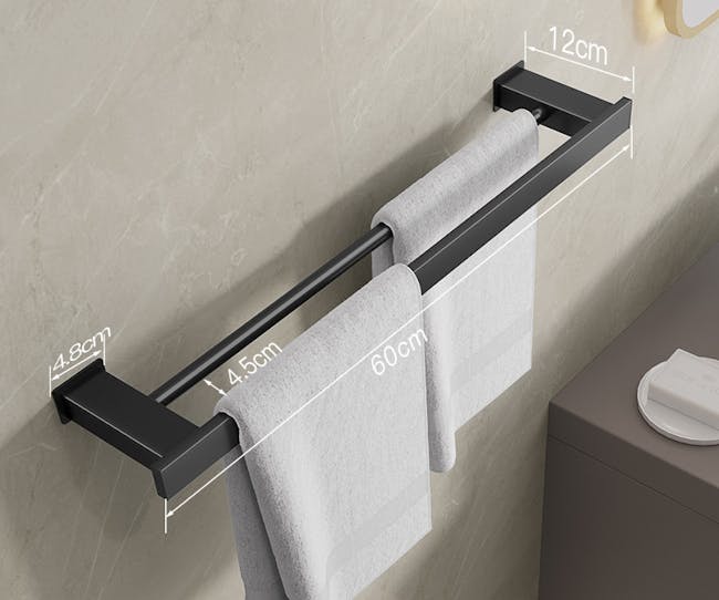 Kofi Towel Bar - Black (2 Sizes) - 2