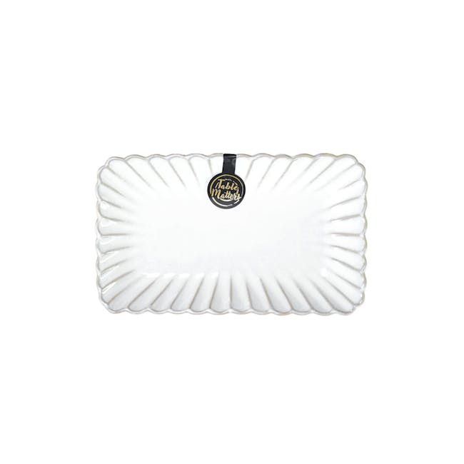 Table Matters White Scallop 8 Inch Rectangular Plate - 0