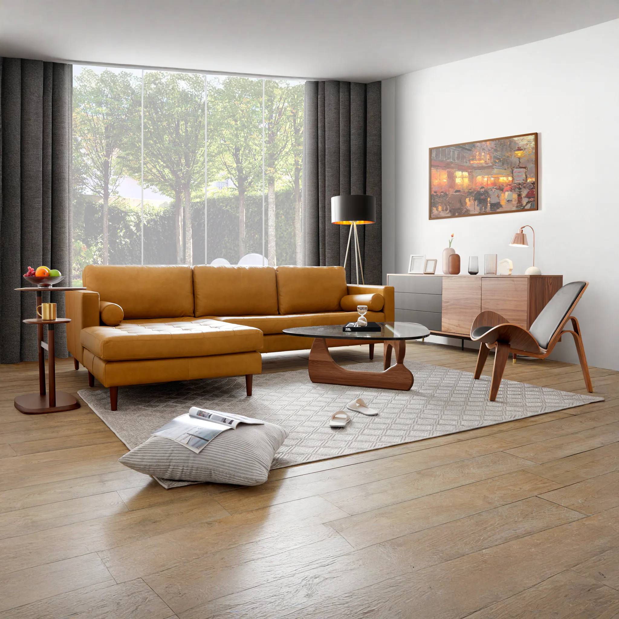(As-is) Nolan L-Shaped Sofa - Saddle Tan (Premium Aniline Leather) Right Facing Chaise Lounge - 1 - 12