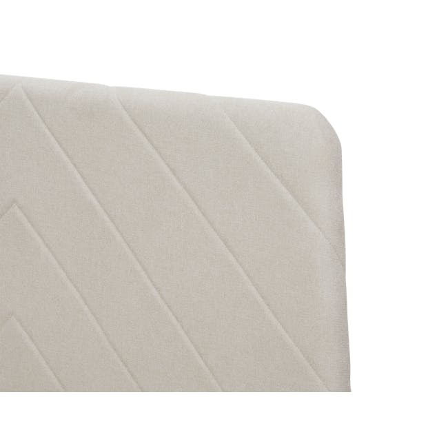 Addison Queen Platform Bed - Walnut, Beige - 18 - Cream textured fabric, soft and cozy, elegant design, delicate stitching