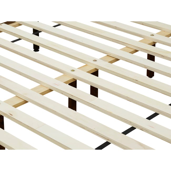 Addison Queen Platform Bed - Walnut, Beige - 9 - Light-colored wooden slats, horizontal and parallel, with visible screws
