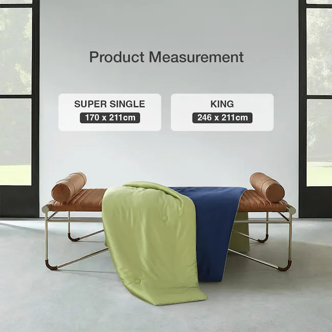 Intero LUMIER Micro Tencel™ Penny Summer Blanket 1500TC - Midnight Blue / Willow (2 Sizes) - 6
