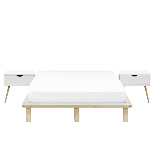 Hiro Queen Platform Bed with 2 Dallas Bedside Tables - 0