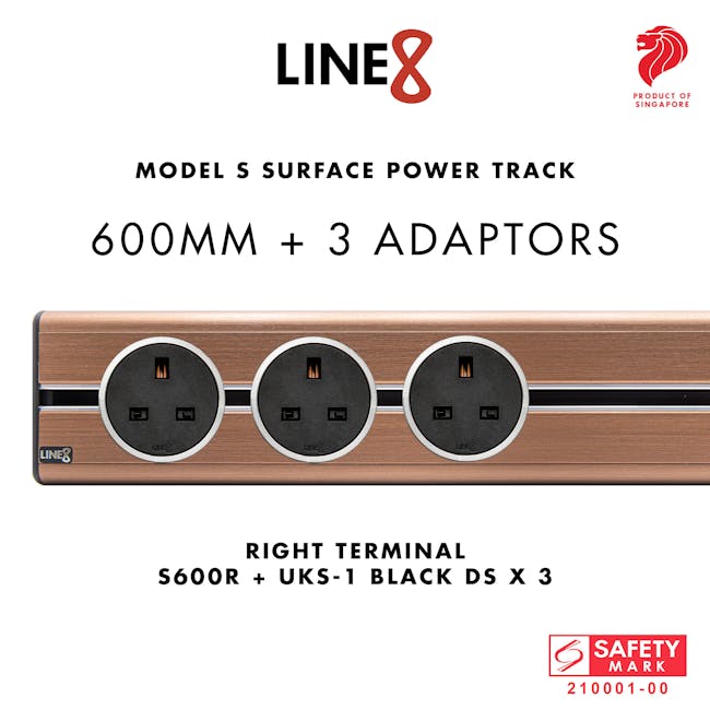 Line8 Power Track 600mm + 3 Adaptors Bundle - Rose Gold - 5