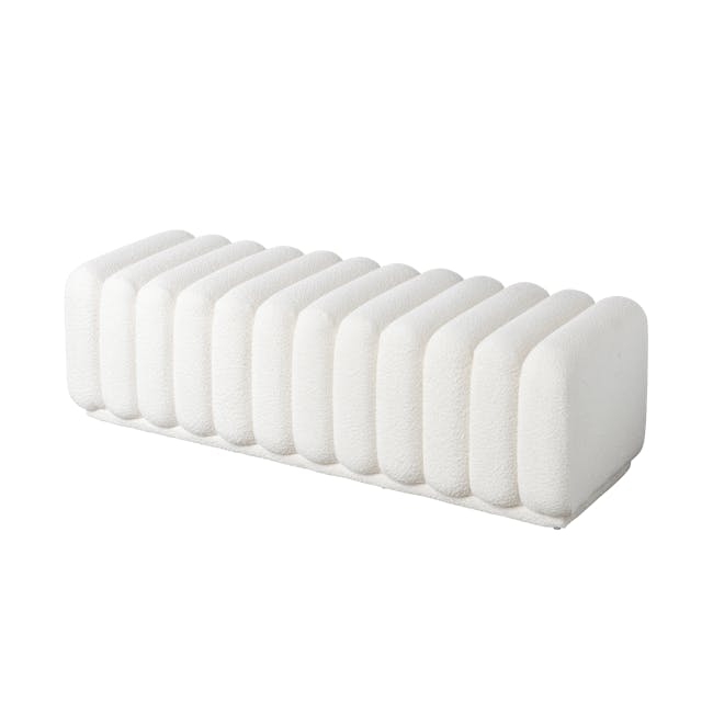 Cosmo Bench 1.4m - White Boucle - 5 - White, fluffy, soft, plush, cushioned, ergonomic, comfortable, cozy, luxurious