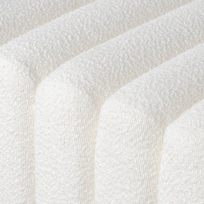 Cosmo Bench 1.4m - White Boucle - 8 - Creamy white textured fabric, soft and plush, fluffy and cozy, luxurious and elegant