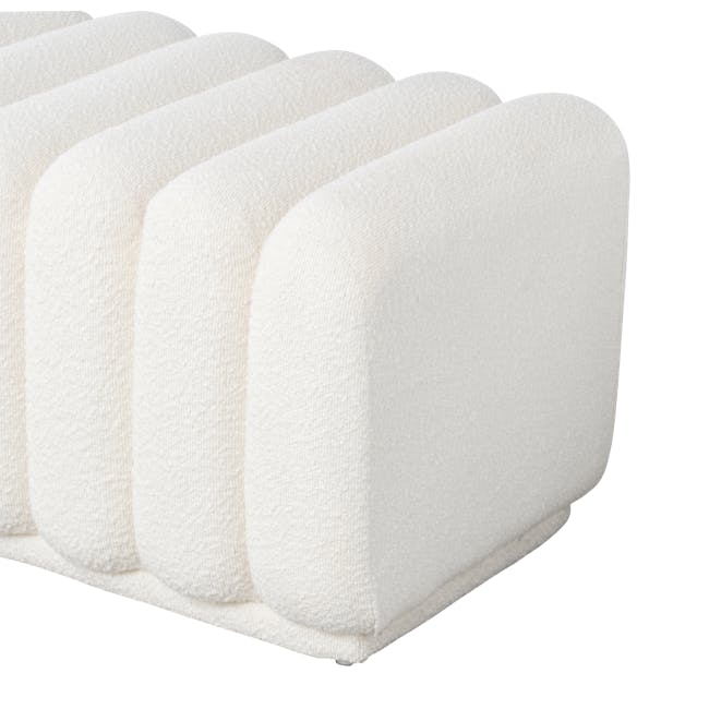 Cosmo Bench 1.4m - White Boucle - 9 - White textured fabric, soft and cozy, fluffy blanket, luxurious bedding, high-quality