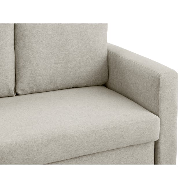 Mia L-Shaped Storage Sofa Bed - Ecru - 15 - Light gray fabric sofa, minimalist design, textured upholstery, soft cushions