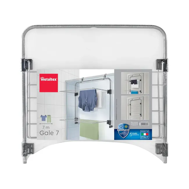 Metaltex Gale 2 Tier Laundry Drier Holder - Silver - 4 - 7-meter metal shower enclosure, Gale 7 model, durable metal frame