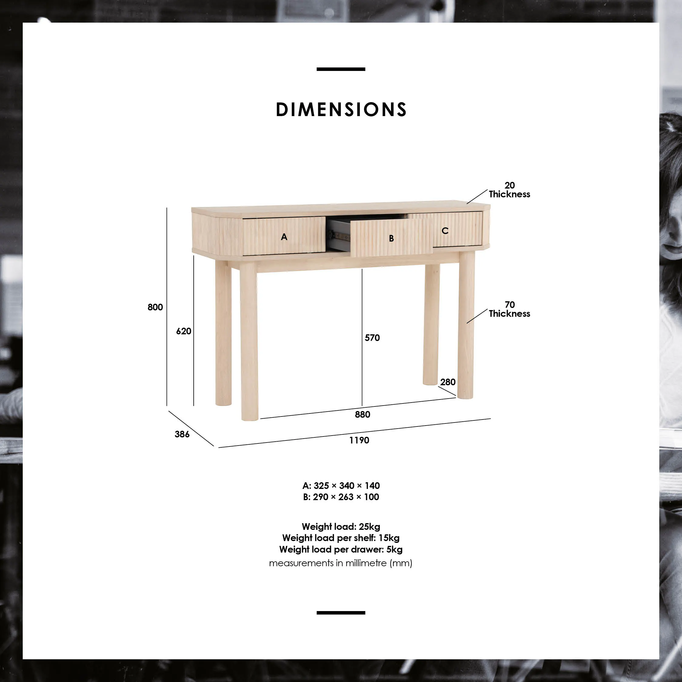 (As-is) Claire Console Table 1.2m - 14