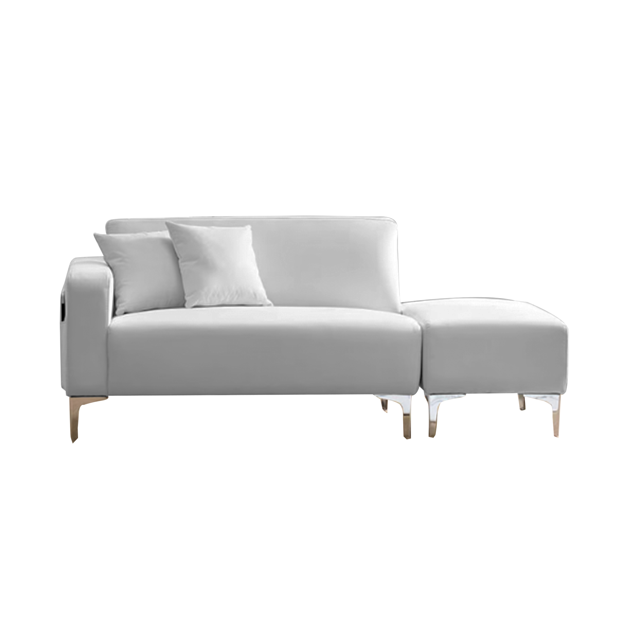 Macaron 2 Seater Left Chaise Sofa with Ottoman - Light Grey (Pet Friendly)