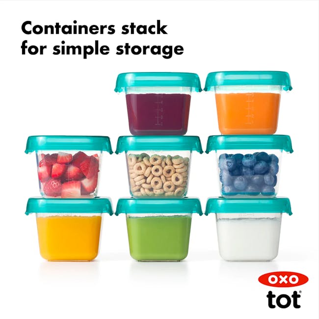 OXO Tot Baby Blocks Freezer Storage Container Set 6oz - Teal - 2