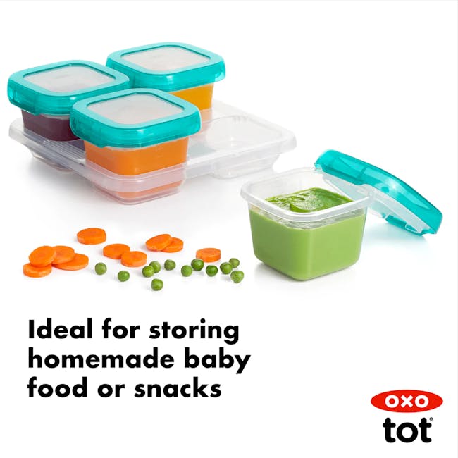 OXO Tot Baby Blocks Freezer Storage Container Set 6oz - Teal - 3
