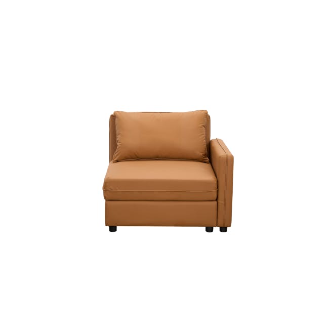 Cameron Right Storage Arm Unit - Tan (Pet Friendly) - 1 - Brown leather sofa, minimalist design, comfortable cushions