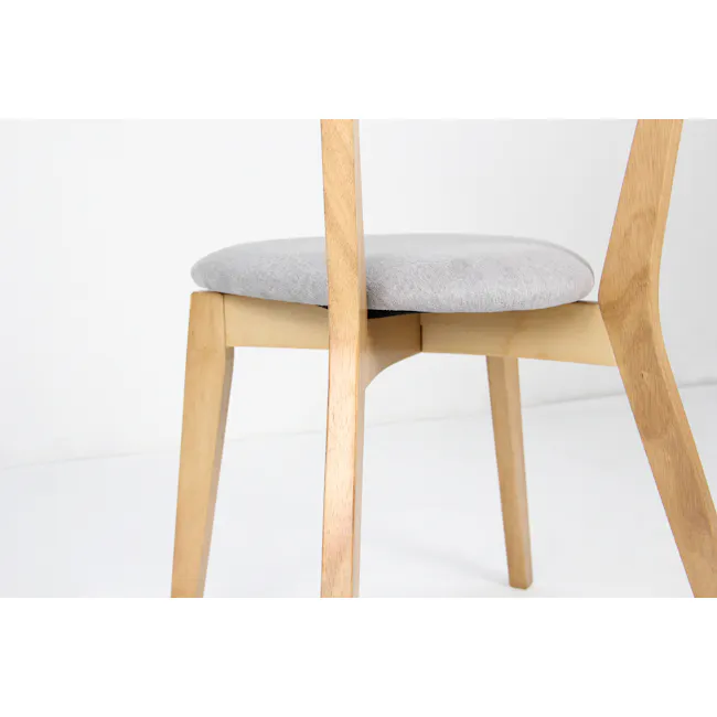Harold Round Dining Table 1.05m in White with 4 Harold Dining Chairs in Dolphin Grey - 16 - Light wooden chair, light gray